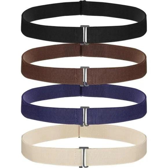 4 Pack Women No Show Invisible Belt Elastic Stretch Waist Belt with Flat Buckle Amazon.com: Bremorou 2PCS No Show Women main image 2